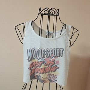 Princess Polly White Motor Sport Ribbed Crop Top Size 6